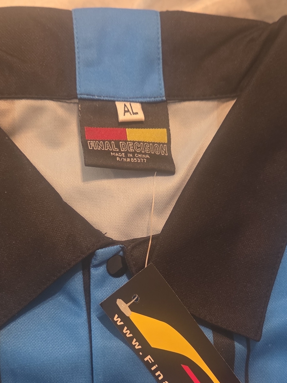Final Decision Blue and Black Soccer Referee Polo Shirt Long Sleeves AL